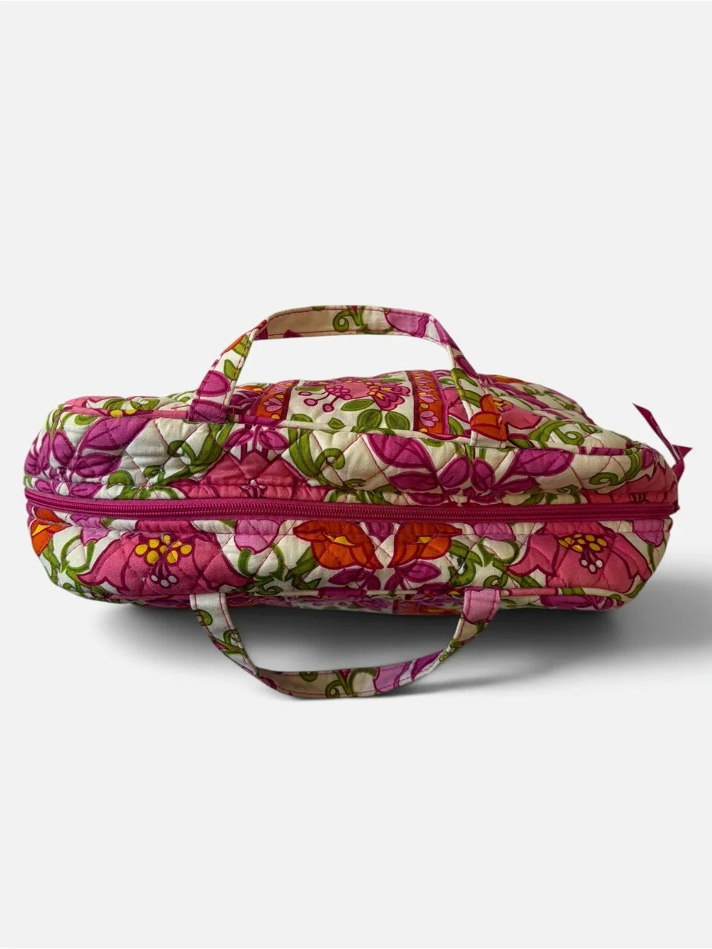 Vera Bradley Retired Lilli Belle Floral Travel Cosmetic Bag Pink Green Orange